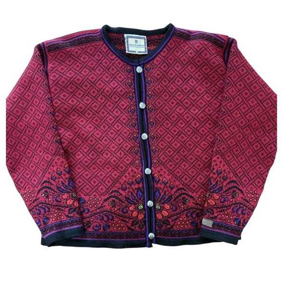 Dale Of Norway Sweater Womens Wool Button Down Cardigan Red...